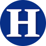 White letter H on a blue circle.